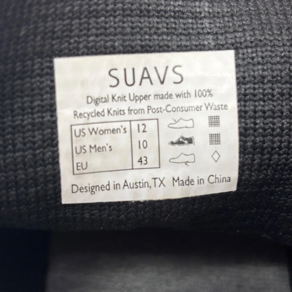 SUAVS Shoes Mens 10 Casual Sneakers Knit the 247 Comfort Lace Up Low Top Black